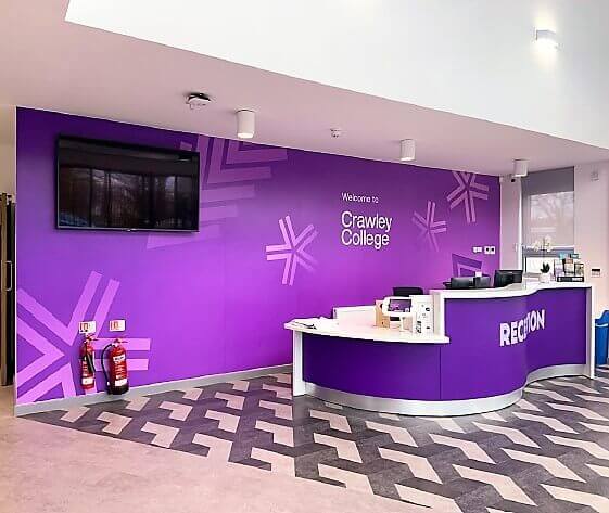 Crawley College front desk graphics